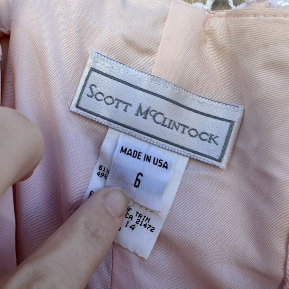 Vintage 90’s Scott McClintock Peach Lace Off Shoulder Party Dress Size 6 - Picture 5 of 9